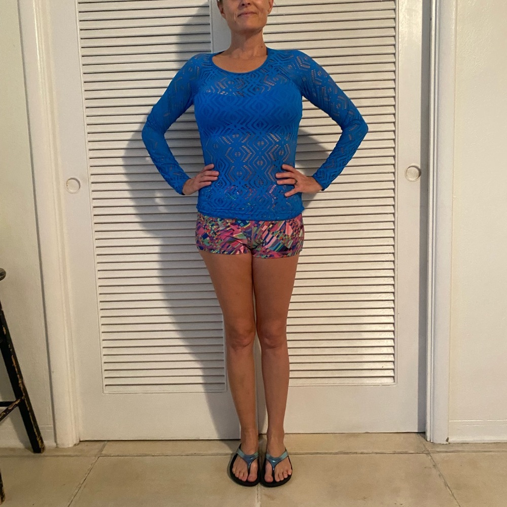 Elegant Azure Lace Long Sleeve Top